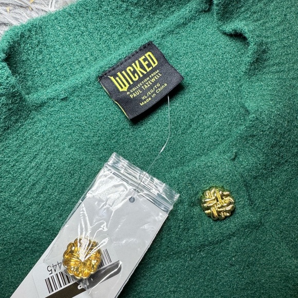 Wicked Cardigan with Gold Embroidery and Buttons - Green Size Extra Large NWT - Picture 6 of 9
